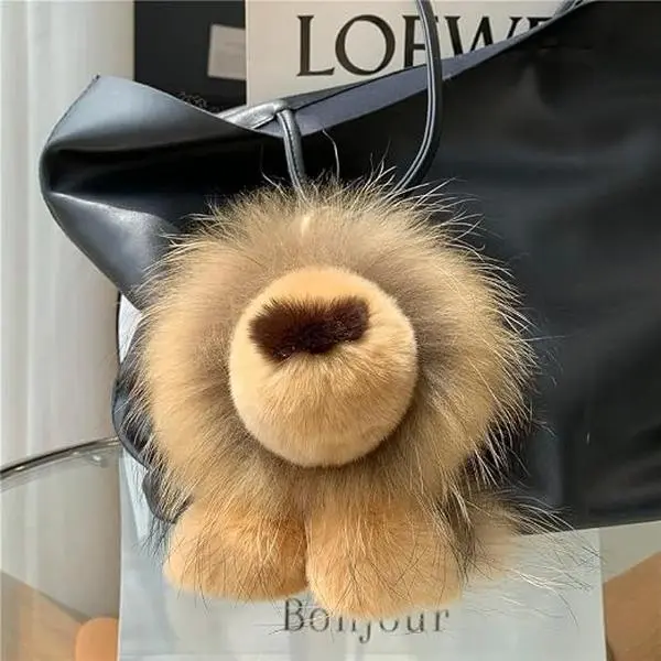 Soft Plush Lion Bag Charm, Cute and Bold Keychain with Hanging Strap, Collectible Decoration for All Ages, Collectibles, Bold Charm, Key Accessory, Cartoon Pendant Charms & Twillies