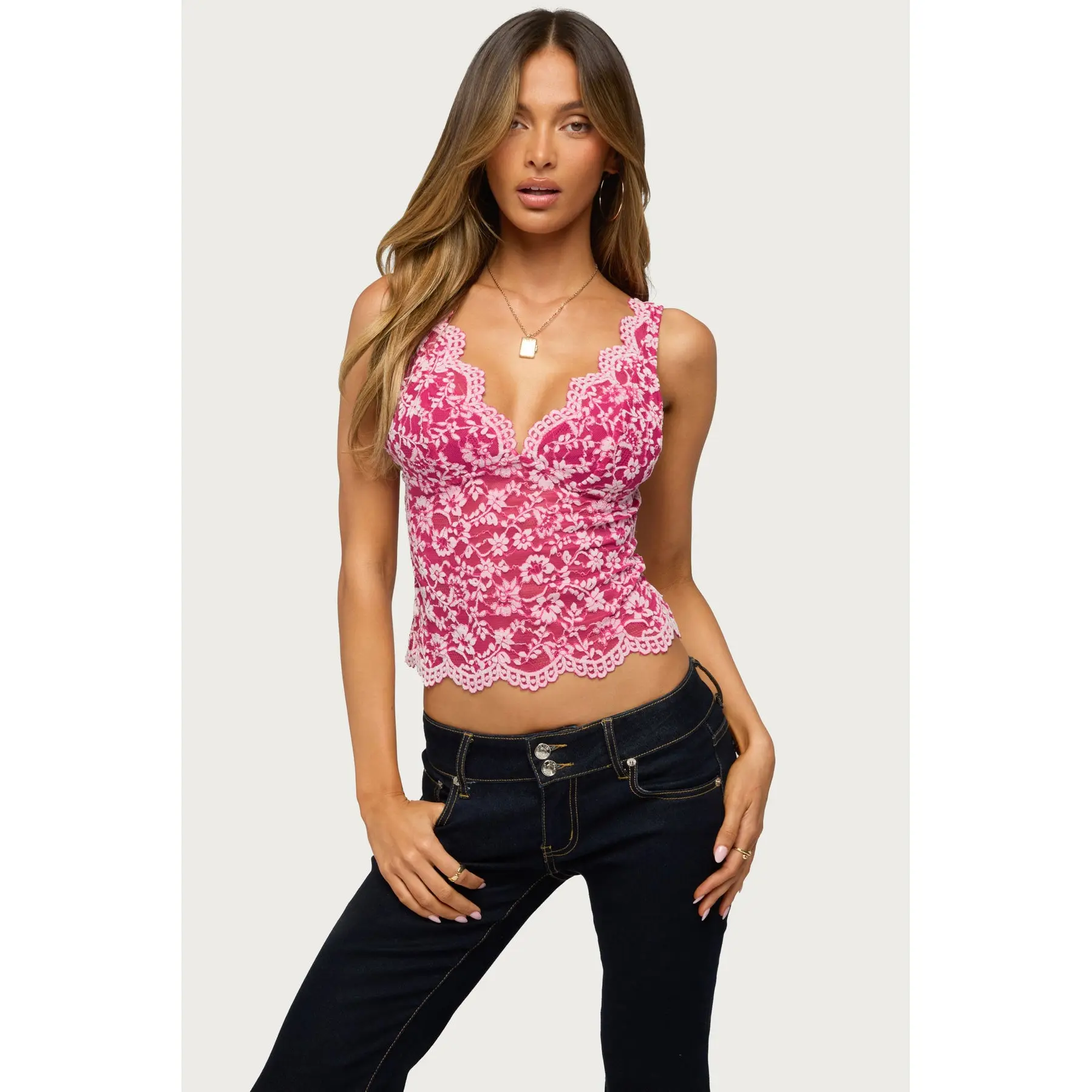 Araura Lace Velvet Floral Top