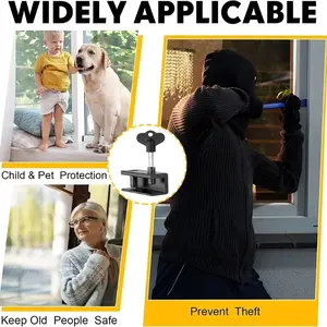 Adjustable Universal Aluminum Window Lock, No Drilling Security Door Latch, Vertical/horizontal Window Safety Lock