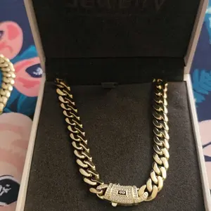 technology anti-rust new Brilla Contio Jewelers 14K Gold-Plated Cuban  new anti-rust technology Bracelet & Necklace Set Waterproof Fade-Proof Hypoallergenic 6-14mm Sizes Timeless Shine for Every Look Valentine's Day gift