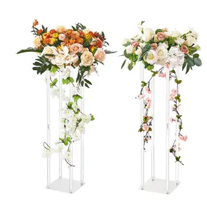 VEVOR 2PCS 31.5inch High Wedding Flower Stand,  With Acrylic Laminate,Acrylic Vase Column Geometric Centerpiece Stands, Floral Display Rack for T-Stage Events Reception, Party Decoration Home