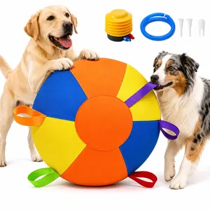 Dog Herding Ball with Handles & Pump, Inflatable Outdoor Dog Exercise Toy for Push-and-Chase Play, Backyard Training Ball for Active Dogs. Bite Resistant Set