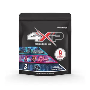 4XP Gaming Drink Variety Pack - 9 Joysticks with Blue Raspberry, Watermelon, White Gummy - Energy Beverage for All Ages - Includes Grave Walker, Ultra Nightmare, and Legendary Flavors