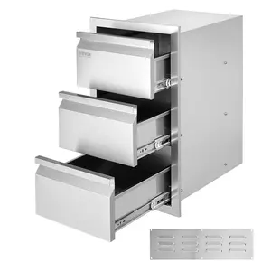 【DealsForYouDays】VEVOR Outdoor Kitchen Drawers 14.7\" W x 25.4\" H x 18.7\" D,  Box Frame Style Flush Mount BBQ Drawers with Stainless Steel Handle, BBQ Island Drawers for Outdoor Kitchens or Patio Grill Station