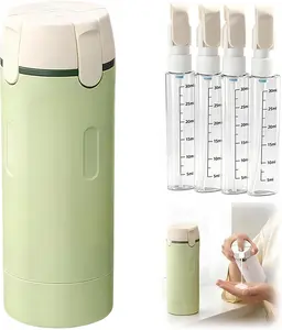 Summer Vibes Travel Kit: 4 in 1 Travel Dispenser Bottle Leakproof Refillable 30ml Bottles for Toiletries Portable Containers for Shampoo Lotion Cosmetics Travel Essentials BPA-Free Food-Grade PETG Silicone Gasket Organiser