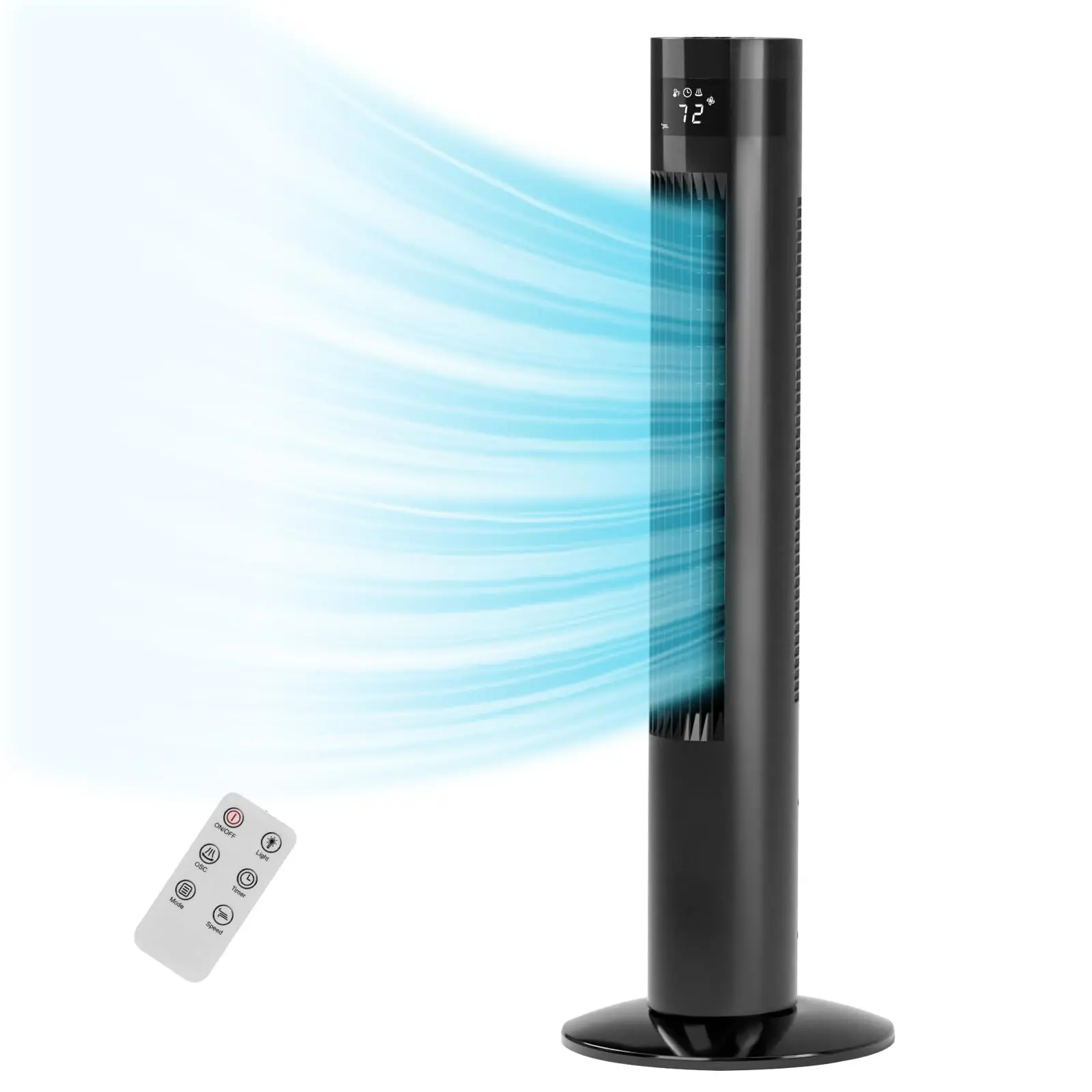 36 inch Tower Fan, Oscillation Fan with Remote Control, Standing Fan for Office, 3 Wind Modes, Time Settings, Portable Bladeless Floor Fans for Home with Children/Pets/Elders