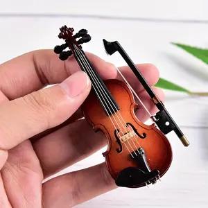 Mini Violin Set with Stand Bow & Case Complete Violin Outfit for Home Decor Practice Performances Travel Ideal Musical Gift for Beginners Pros