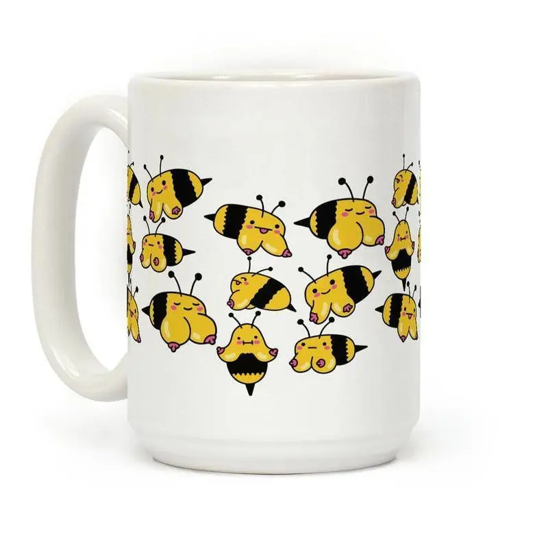 [Sale Up To 50%] Boobees Pattern Coffee Mug, 11 oz or 15 oz Ceramic Drinkware with Large Handles, Printed in the USA