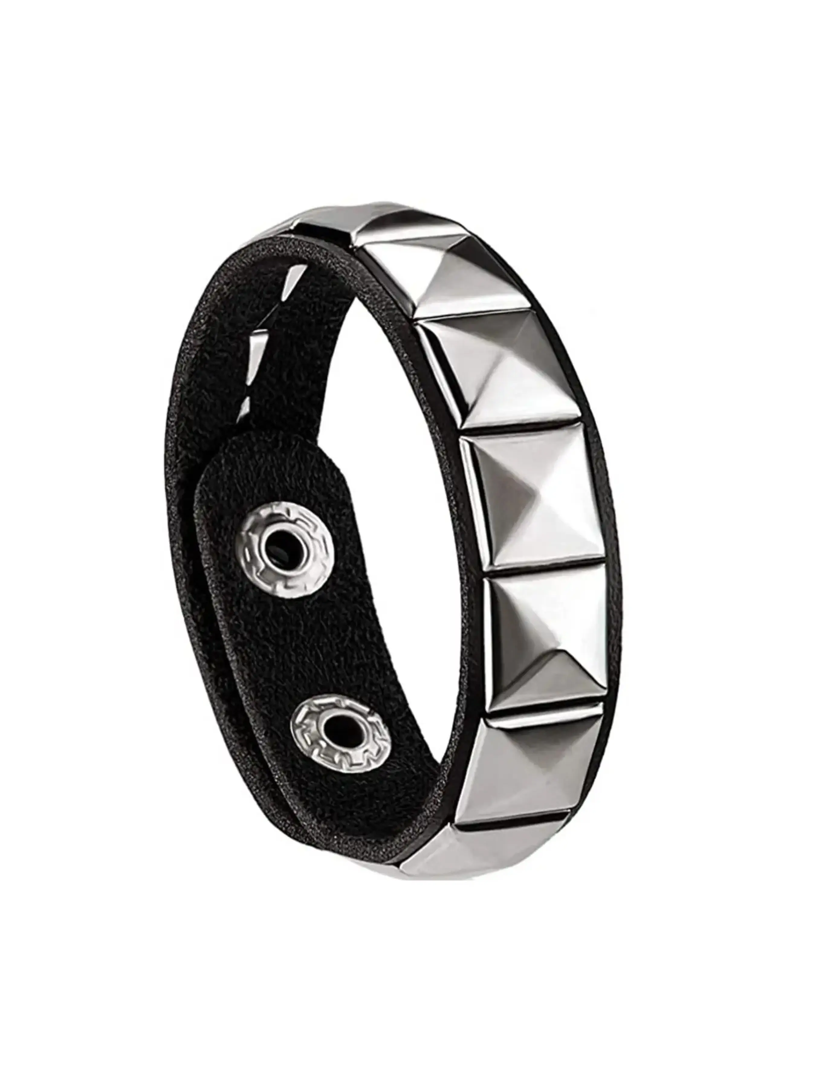 PU Leather Studded Punk Bracelet for Men Women, 80s Gothic Rock Wristband, Spike Rivet Cuff Bangle, Unisex Accessory for Halloween Parties