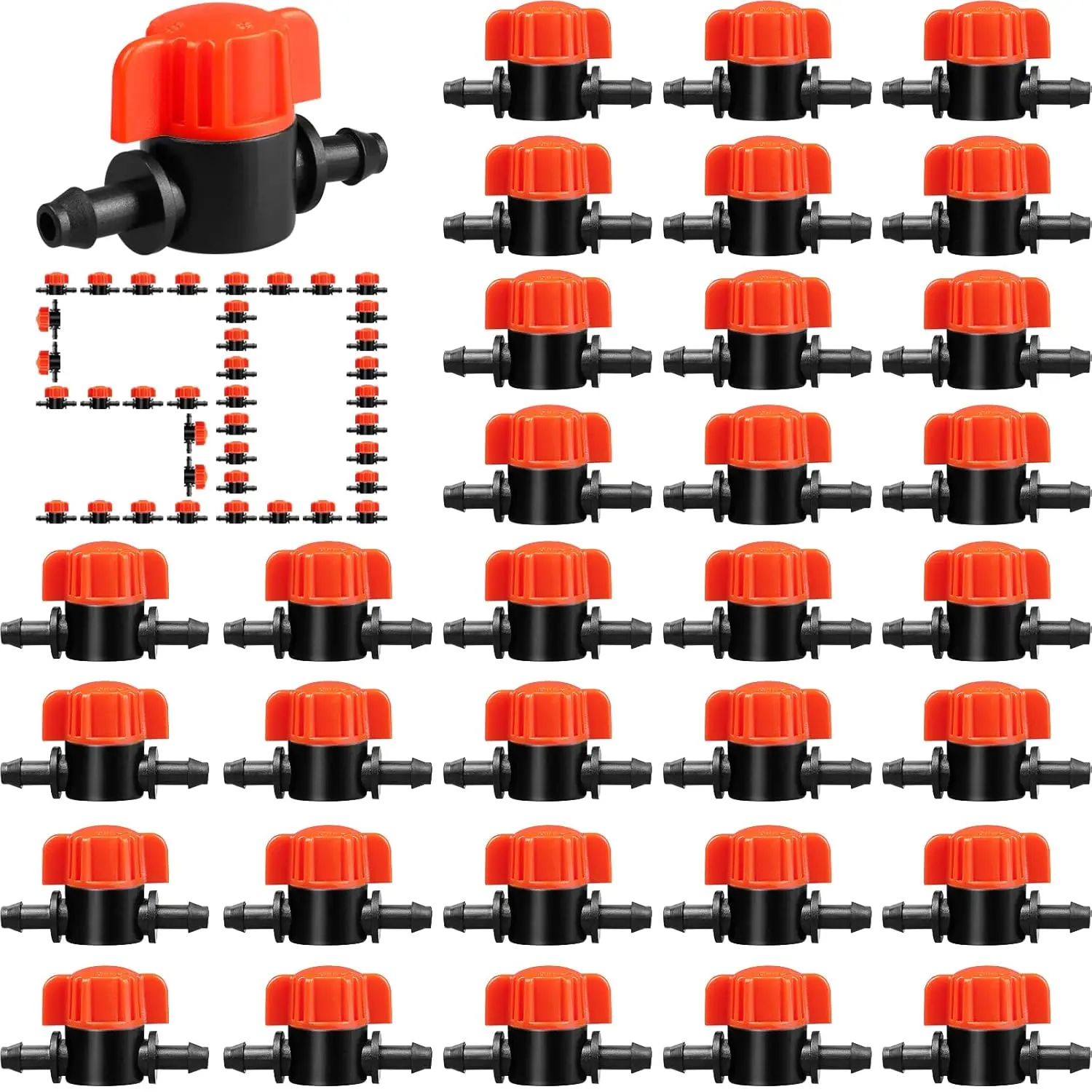1/4" Drip Irrigation Valve:50 Pack Drip Irrigation Shut Off  Valve Fits 1/4 Inch Drip Irrigation Tubing Drip Line Cut Off Valve for Garden Lawn Irrigation System