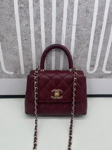 Pre-owned CHANEL 24K Burgundy Red Coco Handle Nano – Caviar Leather – Chip Version – No Accessories