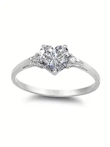 1 PC Romantic Cubic Zirconia Heart Ring Heart Shaped Ring Solitaire Engagement Ring For Women For Mother's Day Gift Party Jewelry