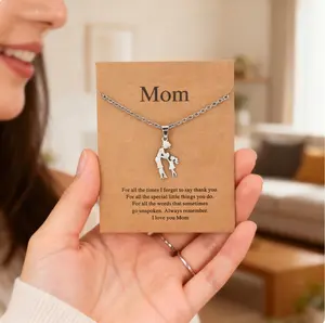 Mother son daughter pendant with card,Stainless steel adjustable for daughter son,birthday day gift, graduation meaningful jewelry of love,perfect Mothers Day christmas gift for her,Stocking Stuffers for Teen Girls Jewelry