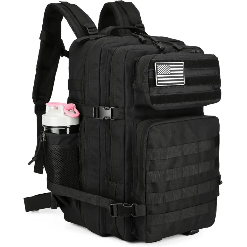45L Heavy Duty Backpack for Adults, Solid Tactical Molle Rucksack with Side Pockets for Outdoor Sports, Hiking, and Travel, Molle Bag Rucksack, Tactical Backpacks, Oxford Fabric, Unisex, All Seasons, Multicompartment, Hydration Tube, High-Capacity, Built-