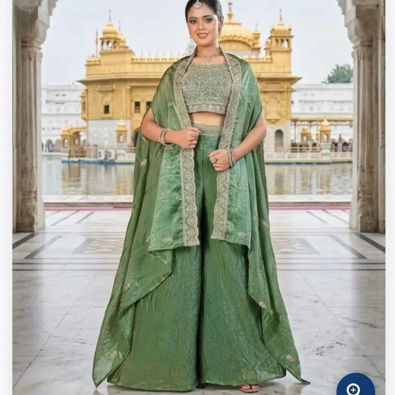 Indo-Western Fusion Outfit for Women, Fandy Silk Fabric, Soft, Comfortable, Lightweight