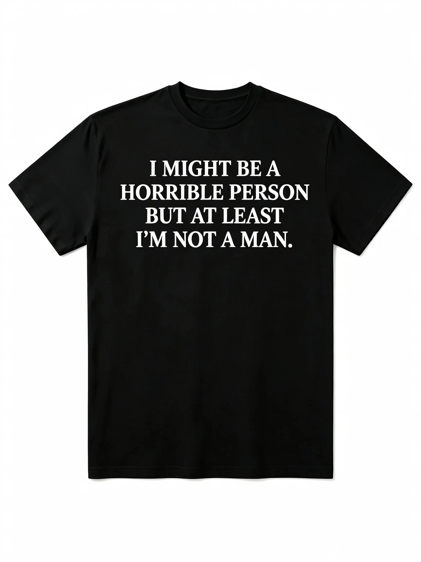 Unisex Garment-Dyed Graphic Sports Top - "Horrible Person" Slogan, Soft Cotton Relaxed Fit, Cold Wash, Do Not Iron on Graphic, Signature Twill Label, Shoulder-to-Shoulder Twill Tape for Casual Wear
