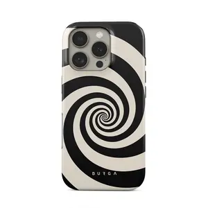 Black and White Spiral Phone Case – Unique Swirl Pattern, iPhone 17, 16, 15, 14, 13, 12, 11, X, Samsung and other models. Makes a great holiday gift for friends or family.