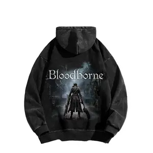 Bloodborne | Retro Thickened Vintage Hoodie, American Washed Style Themed Hoodie, Made in the USA | Premium 100% Cotton Streetwear Hoodie | Loose Fit