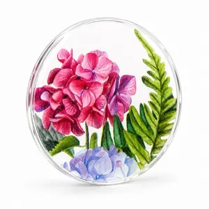 Purple Hydrangeas Floral Epoxy Resin Coaster