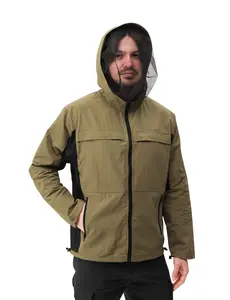 HENNCHEE Women's Cooling Insect Deterrent Lightweight Jacket - Casual Female Long-Sleeve Mesh Coat with Zipper Pockets, Ice Packs for Outdoor Hiking, Neutral Outdoor Tops