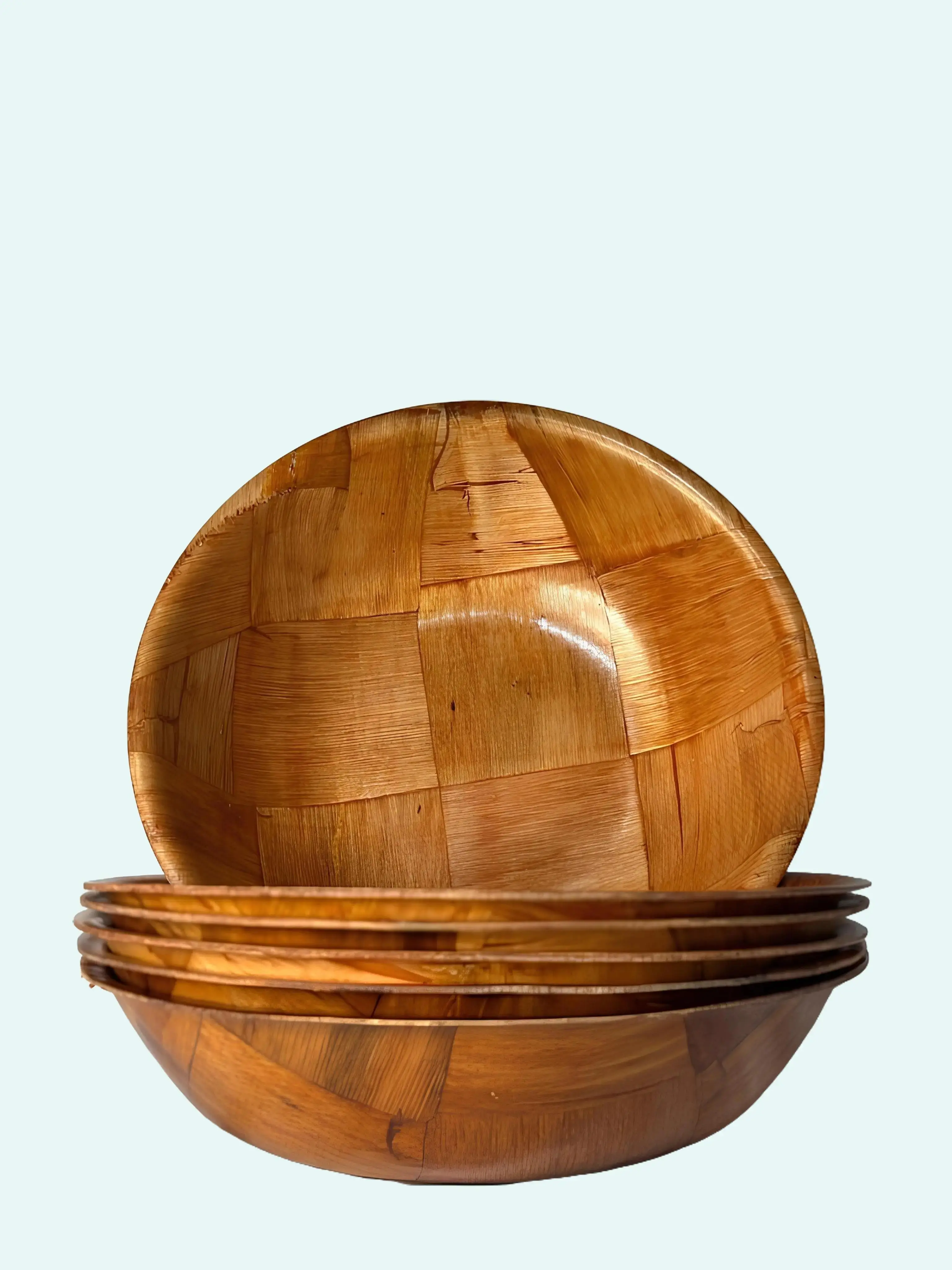 Fruit Salad Bowls, Wooden Salad Bowl ,Wood Utensil ,Woven Wooden Bowls for Food Snack ,Decorative Bowl - Gifts, Serving Bowls for party and Christmas wooden bowls decorative bowl