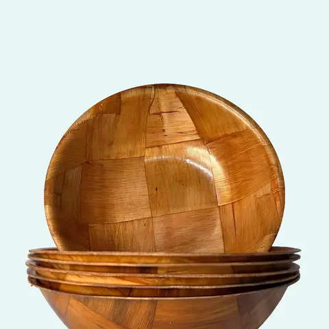 Fruit Salad Bowls, Wooden Salad Bowl ,Wood Utensil ,Woven Wooden Bowls for Food Snack ,Decorative Bowl - Gifts, Serving Bowls for party and Christmas wooden bowls decorative bowl