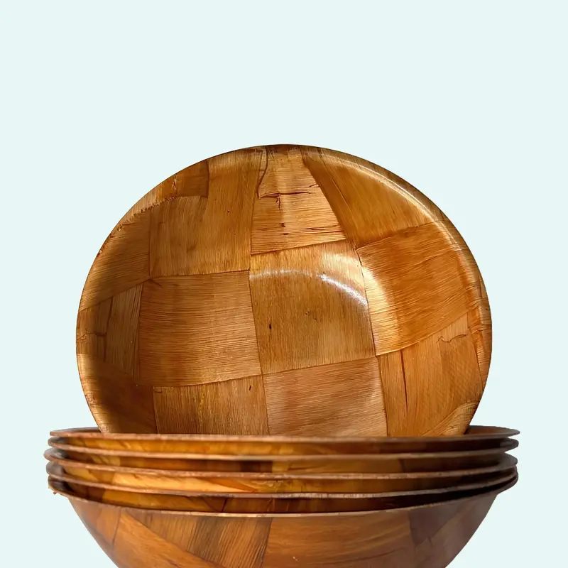 Fruit Salad Bowls, Wooden Salad Bowl ,Wood Utensil ,Woven Wooden Bowls for Food Snack ,Decorative Bowl - Gifts, Serving Bowls for party and Christmas wooden bowls decorative bowl