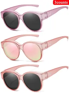 3 Piece Set Fit over Glasses for Women & Men, Lightweight Durable Sunglasses, Comfortable Wear, Casual Eyewear, Tinted Lenses, Sporty Style, All Seasons