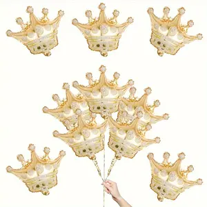 10pcs Mini Crown Balloon Set, 15 Inch Anniversary Decor, Birthday Party Decoration, Room Decor, Atmosphere Background Layout