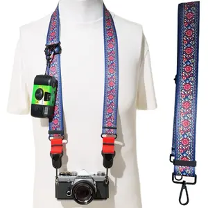Bohemian Flower Blue Camera Strap – Adjustable 1.5” Wide | Quick Release or Clasp Mount | Handmade in LA
