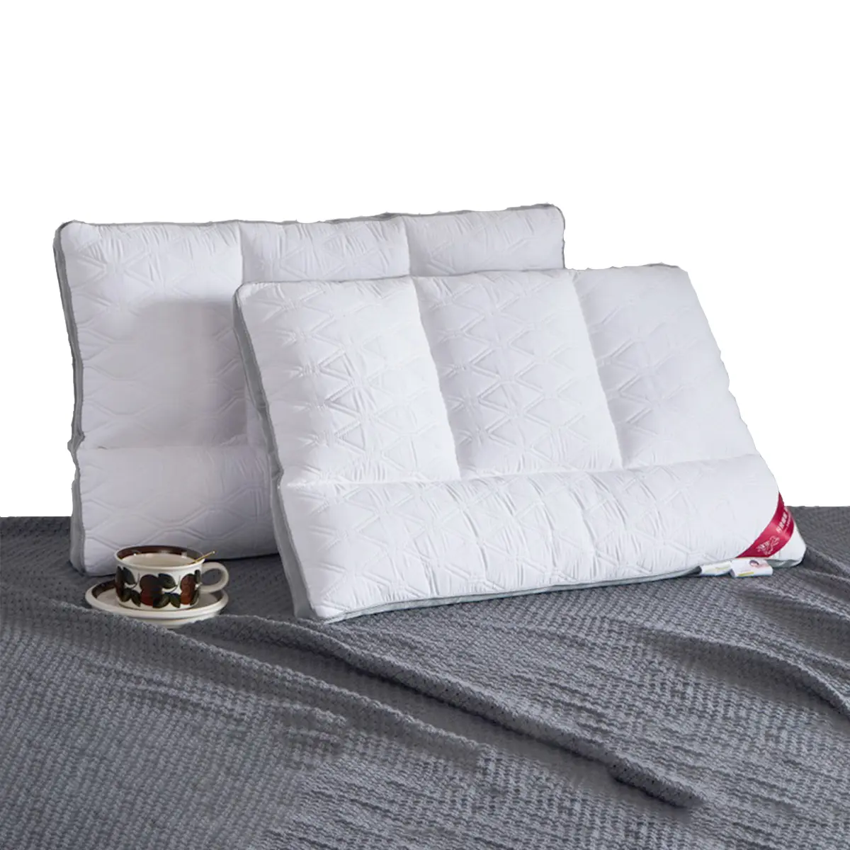 Natural Latex Pillow with Partitioned Design for Ultimate Comfort - Soft Fiber Filling