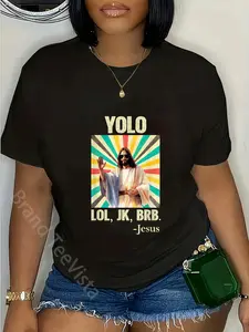 100% Cotton YOLO LOL JK BRB Jesus Funny Easter Christians Resurrection T-Shirt