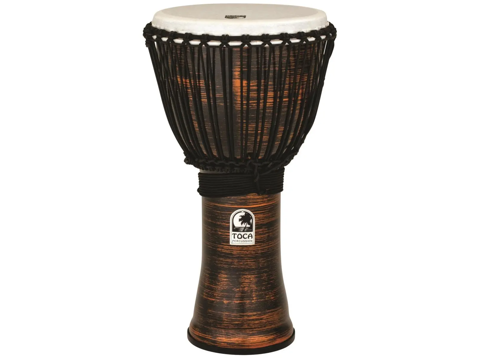 Toca TF2DJ-12SC 12 in. Freestyle II Rope-Tuned Djembe Percussion Instrument, Spun Copper, Hand Painted Finish, High Crisp Slaps, Increased String Runners, Non-Slip Rubber Base, Extremely Durable, Ideal for Beginners, Drum Circles, Deep Bass Tones