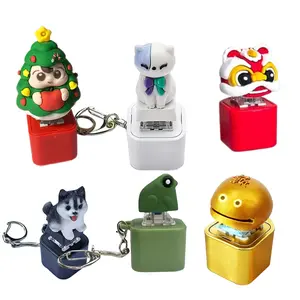 Adorable puppy and frog keychain with realistic animal sounds and soft lights. Double pocket keyhole tactile toy for stress relief anxiety and concentration Unique and fun gift for all ages