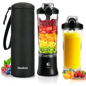 Portable Blender Personal Juicer for Shakes and Smoothies - 20 OZ Electric Protein Shaker Bottle with Insulated Sleeve, Travel Lid, USB-C Rechargeable - Mini Small Blender Cup for Kitchen, Office, Gym