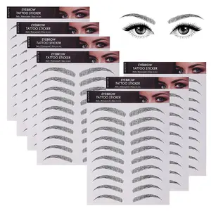 4D Hair-Like Eyebrow Tattoos Stickers 7 Sheets Waterproof Long-lasting Brow Tattoo Eyebrow Colors Transfers Arch Style Sticker Peel Off for Eyebrow Grooming Shaping Black