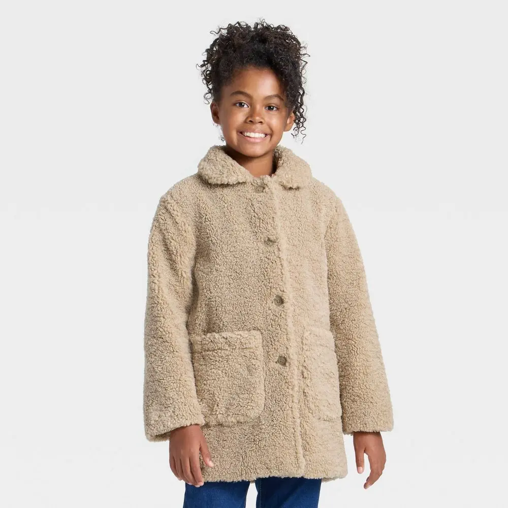 Girls' Polyester Fleece Jacket - Cat & Jack, Machine Washable Kids' Coats