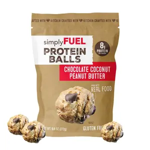 simplyFUEL Whole Food Protein Balls with Probiotics - Chocolate Coconut Peanut Butter Snacks - 8g Protein Snack - Gluten Free Energy Balls