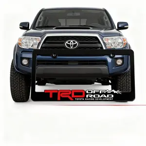2-Pack Black ABS TRD-Style License Plate Frame – Aggressive Off-Road Look for Toyota Tacoma, Tundra, 4Runner, RAV4 & Highlander – No-Drill Installation, OEM-Fit Finish, UV & Fade Resistant