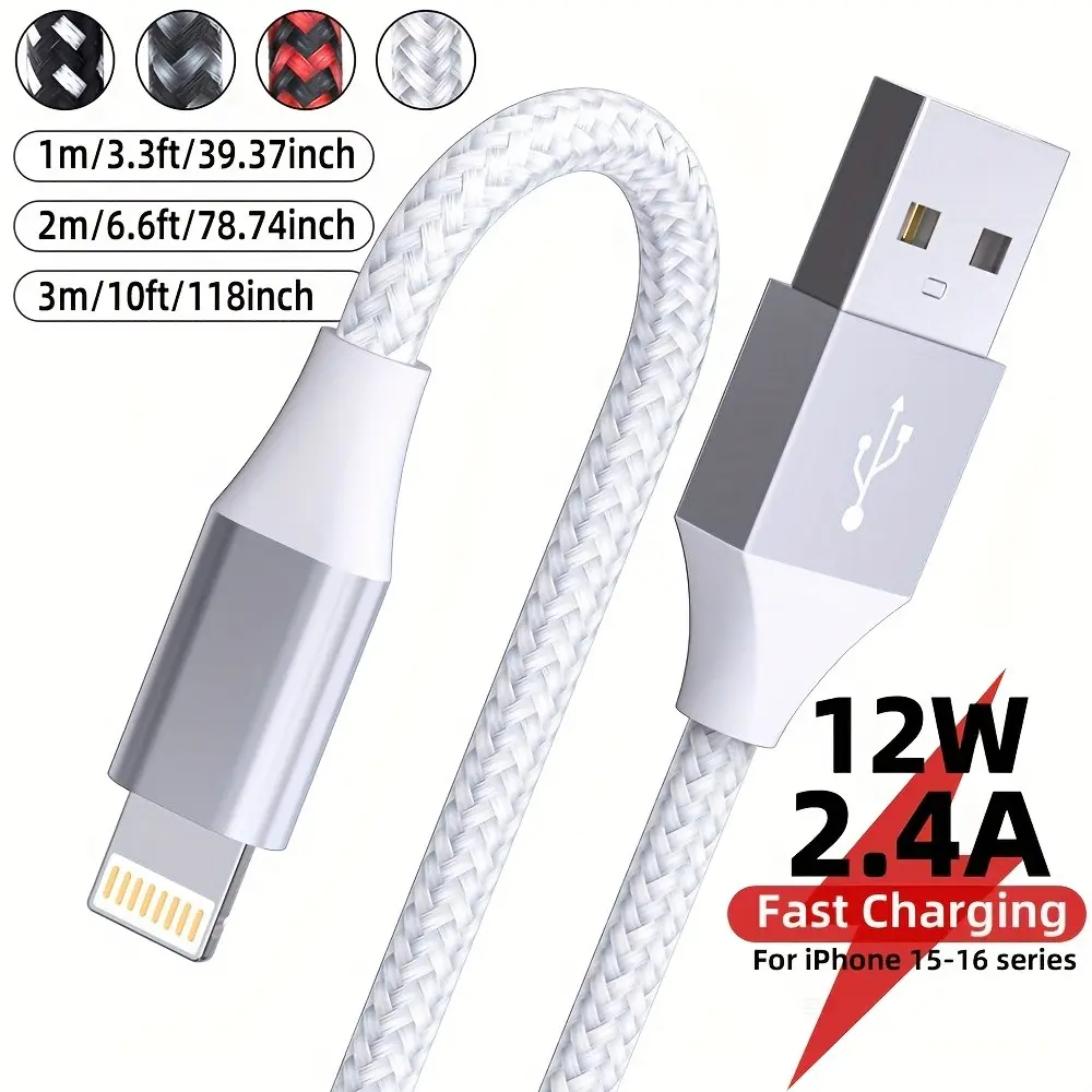 LAIHONEN for iPhone, 1/3pcs mixed colors, 3.3/6.6feet fast charging Lightning data cables USB Cable compatible with for iPhone 14/13/12/11/ for Max/ for XR/ for XS, for iPad, and other devices