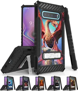 Case for Galaxy S10 Plus, Tri-Shield [FIERCE CREATURE SERIES] Rugged Military-Grade Cover with Metal Kickstand [ANIMAL DESIGN] for Samsung Galaxy S10 Plus Phone (SM-G975) s10+