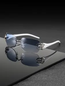 Men's Metal Frameless Gradient Sunglasses, Stylish Glasses, High-End American Style, Fashionable for Driving, Vacation, Business, Party