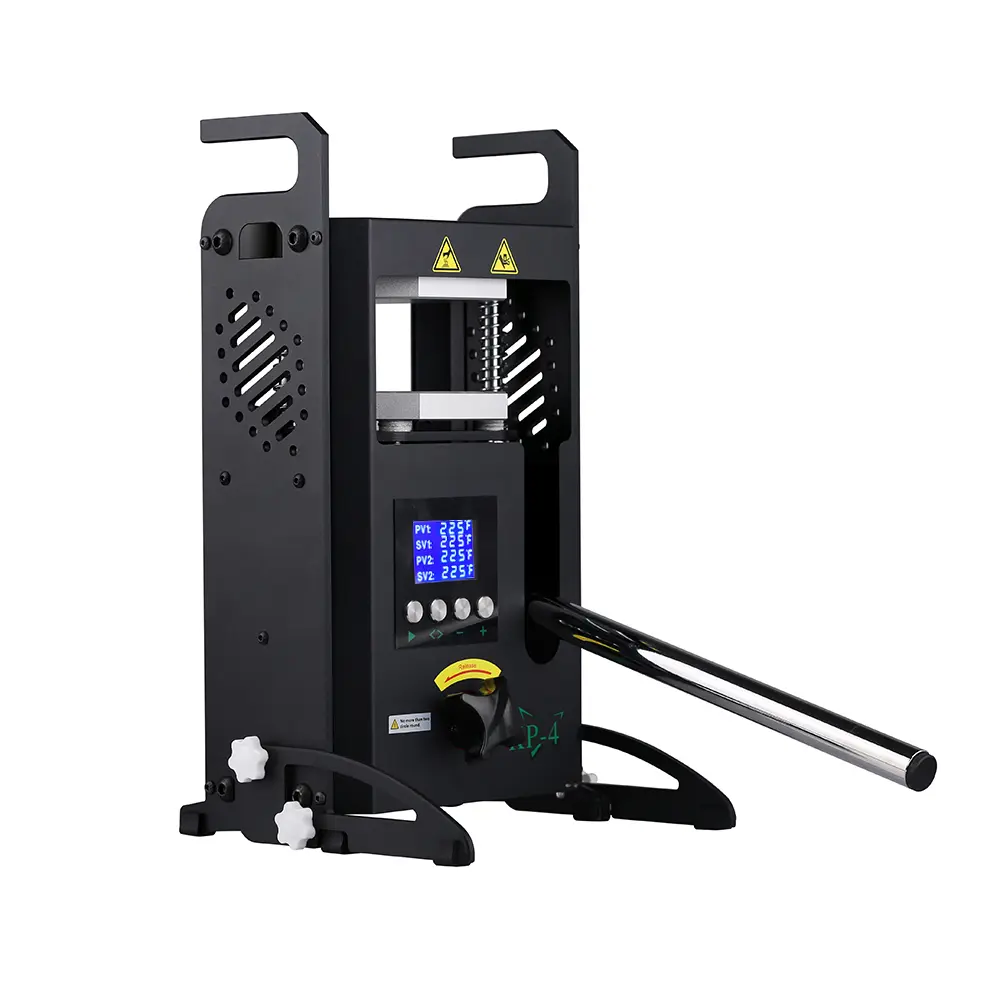 4T Hydraulic Heat Press Machine with Handle, 4x4in Dual Heating Panels, LCD Digital Display, Precise Temperature Control, Easy Operation, Portable Specialty Kitchen Utensil for Home Use, 192 * 145 * 370Mm, 4T