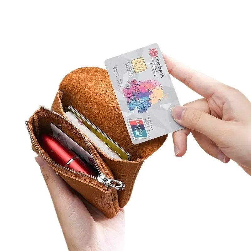 Top Grain Leather Small Multi-Use Organizer for Cards, Coins & Keys, Portable Storage Pouch
