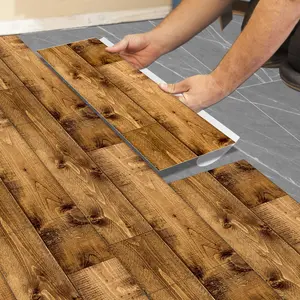 Wood Grain Floor Stickers for Kitchen & Bathroom, Stick And Peel Flooring, Strong Adhesive, Self-Adhesive, Easy to Clean, 5.91x15.75 Inches, Universal Use