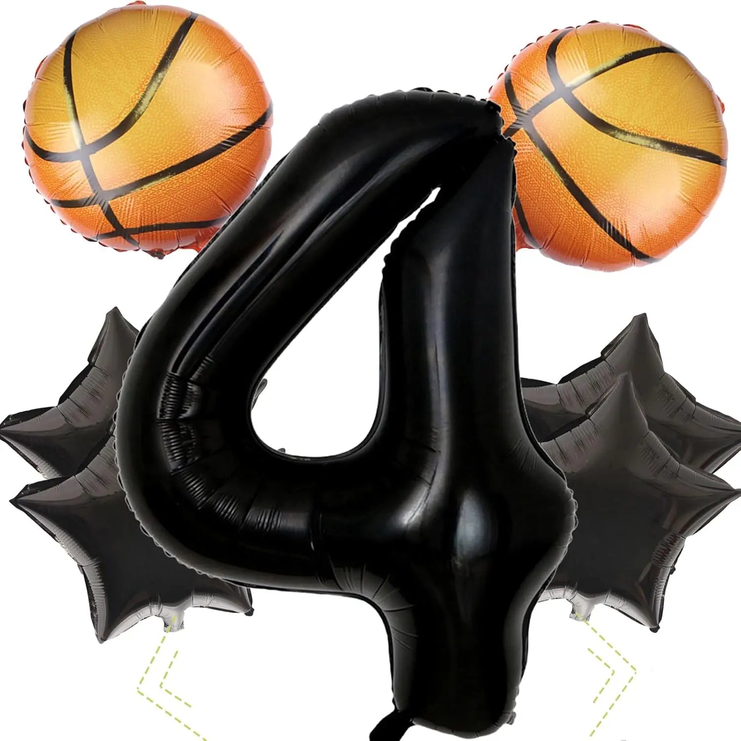 40-Inch Black Basketball Number 4 Balloon Set for Themed Birthday & Party Decorations