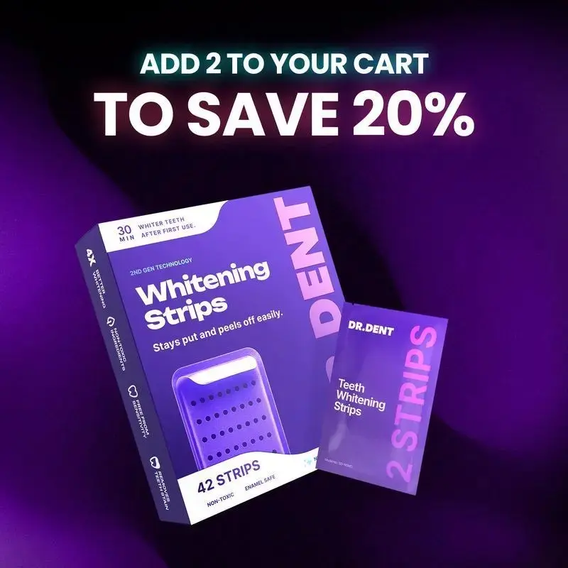 DR.DENT Purple Teeth Whitening Strips - 42 Whitening Sessions - Non Sensitive Teeth Whitening - Peroxide-Free