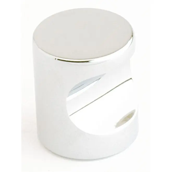 1 in. Diameter Screw-In Modern Brass Bright Chrome Finger Cabinet Pull - Cylindrical Knob for Kitchen, Bathroom Cabinets, Cabinet Knob