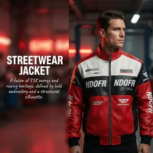 Men’s windbreaker jacket, windproof and waterproof, color-block design, street-style motorcycle jacket