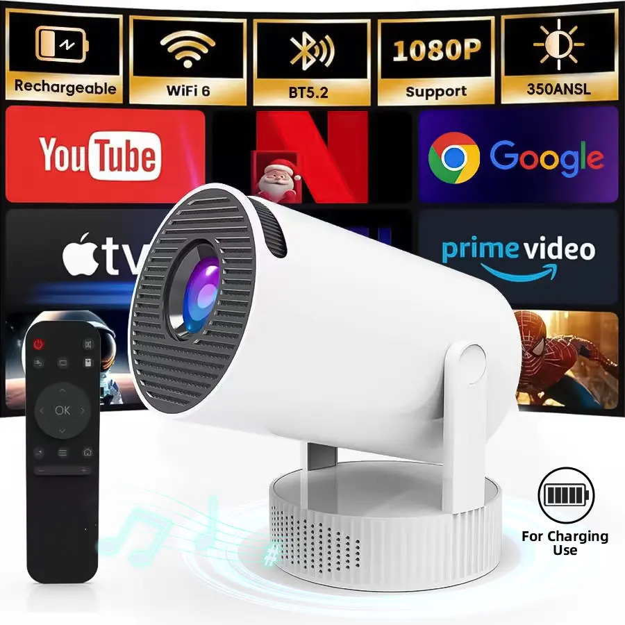 luma  projector Portable Smart Projector WiFi 6 Bluetooth 5.2 1080p Resolution 5W Speaker Android 11 Automatic Keystone Correction 220° Rotation for Home Bed Audio Wireless Basic Version Wireless Basic Version video